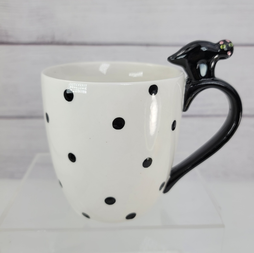 Global Designs Connections Halloween Black Cat Polka Dot Coffee Mug